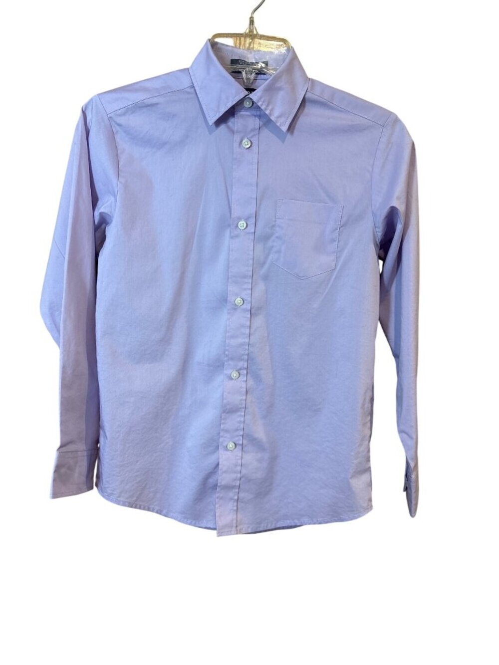IZOD Boys Stretch Lavender Button-Up Shirt M 10/12 Cotton Blend